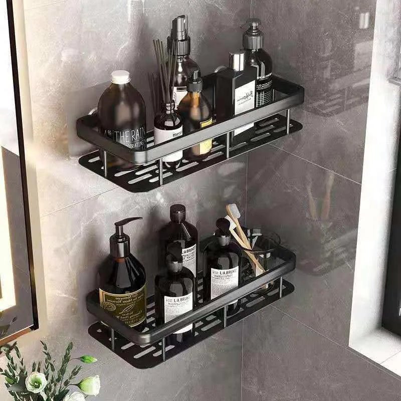 1/2/3pcs No Drill Wall Bathroom Shelf Aluminum Alloy Shampoo Rack Makeup Storage Organizer Shower Shelf Bathroom Accessories