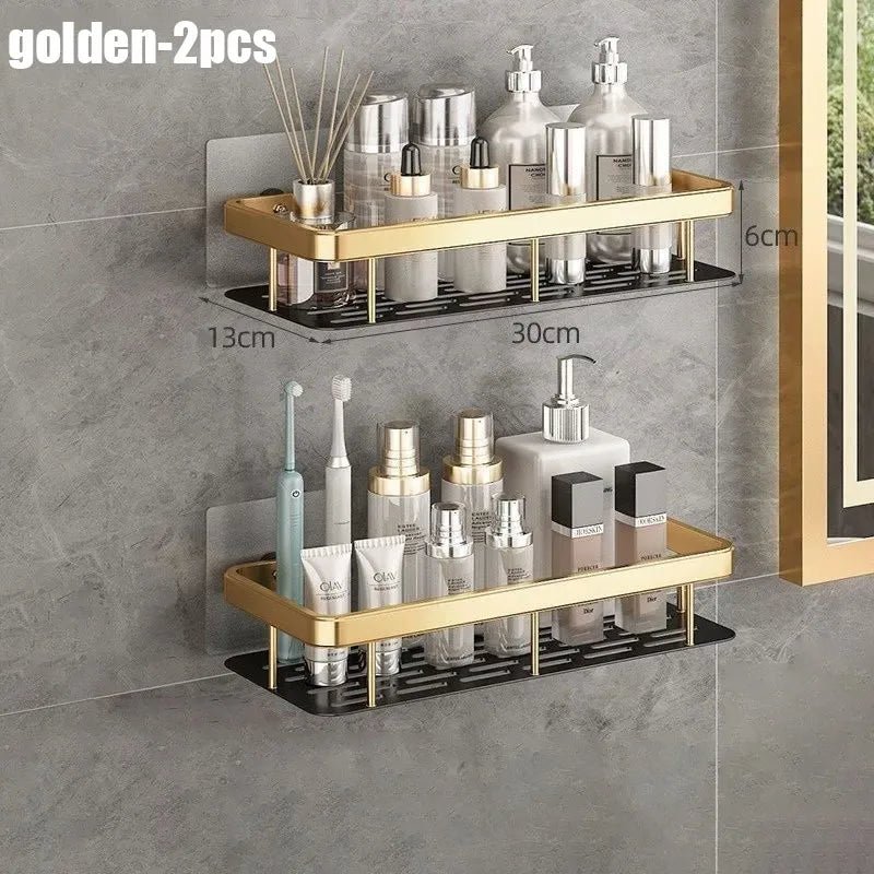 1/2/3pcs No Drill Wall Bathroom Shelf Aluminum Alloy Shampoo Rack Makeup Storage Organizer Shower Shelf Bathroom Accessories