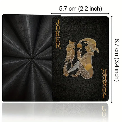 55pcs Golden Playing Entertain Cards Gold Foil Pokers Set Magic Cards 24K Gold Plastic Foil Pokers Durable Waterproof Cards