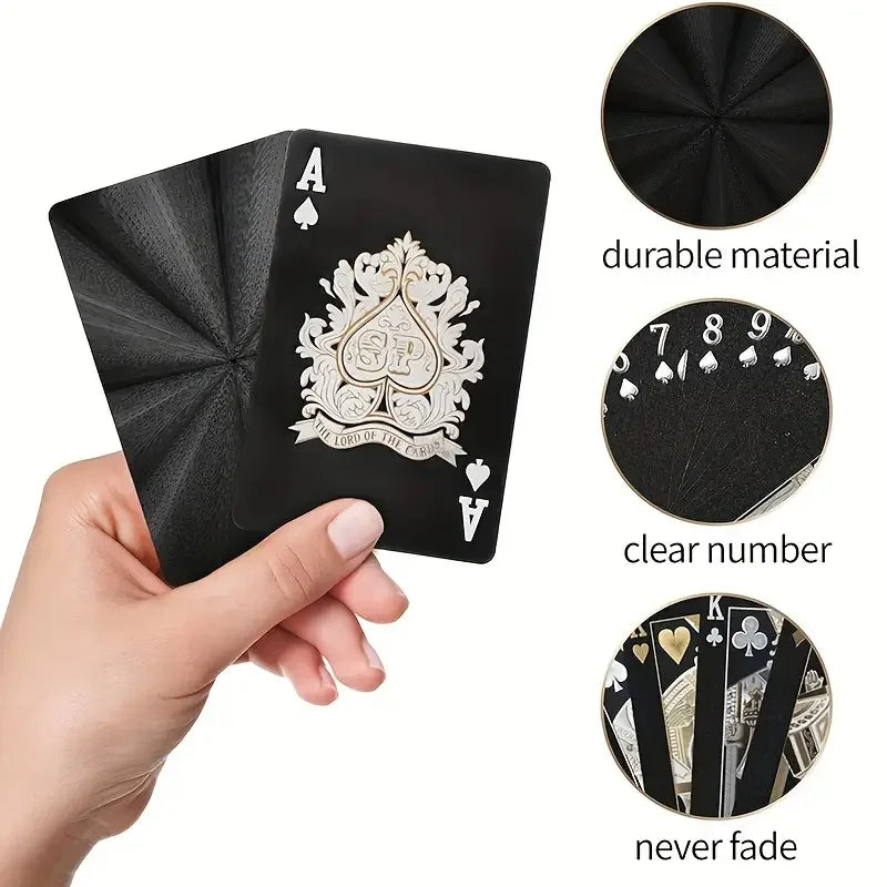 55pcs Golden Playing Entertain Cards Gold Foil Pokers Set Magic Cards 24K Gold Plastic Foil Pokers Durable Waterproof Cards
