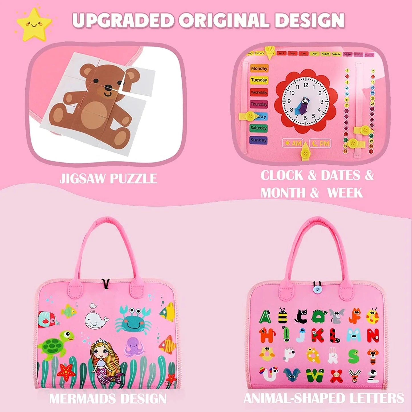 Montessori Toddler Busy Board,Autism Sensory Toys£¬Educational Activity Motor Skills Baby, Life Skills Learning Toys for Kids