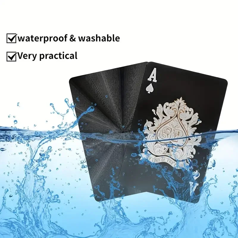 55pcs Golden Playing Entertain Cards Gold Foil Pokers Set Magic Cards 24K Gold Plastic Foil Pokers Durable Waterproof Cards