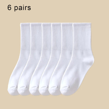 3/6 Pairs  Women Mid-Tube Socks Solid Colour Autumn Winter Breathable Comfortable Sport Sweat Absorbent Man And  Women's Socks