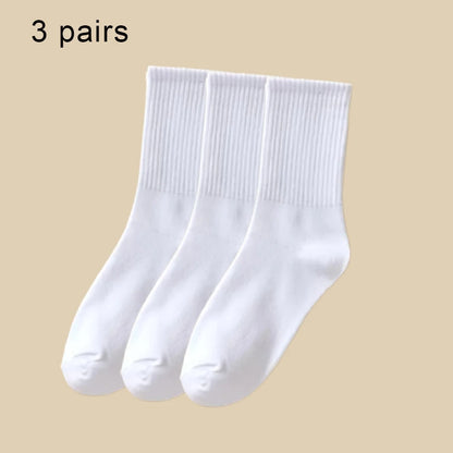 3/6 Pairs  Women Mid-Tube Socks Solid Colour Autumn Winter Breathable Comfortable Sport Sweat Absorbent Man And  Women's Socks