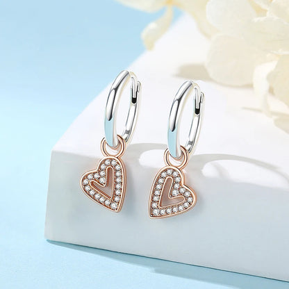 Original 925 Sterling Silver Earrings 2025 Stud Hoop Crystal Earings For Women Rose Gold Crown Heart Infinity Bee Earing Jewelry