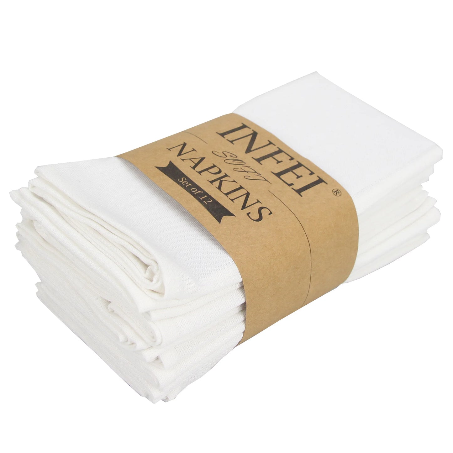 Set of 12 PCS 40x40cm Cotton Linen Blended Cloth Napkins Placemats Soft Dining Table Tea Towels For Home & Events Use