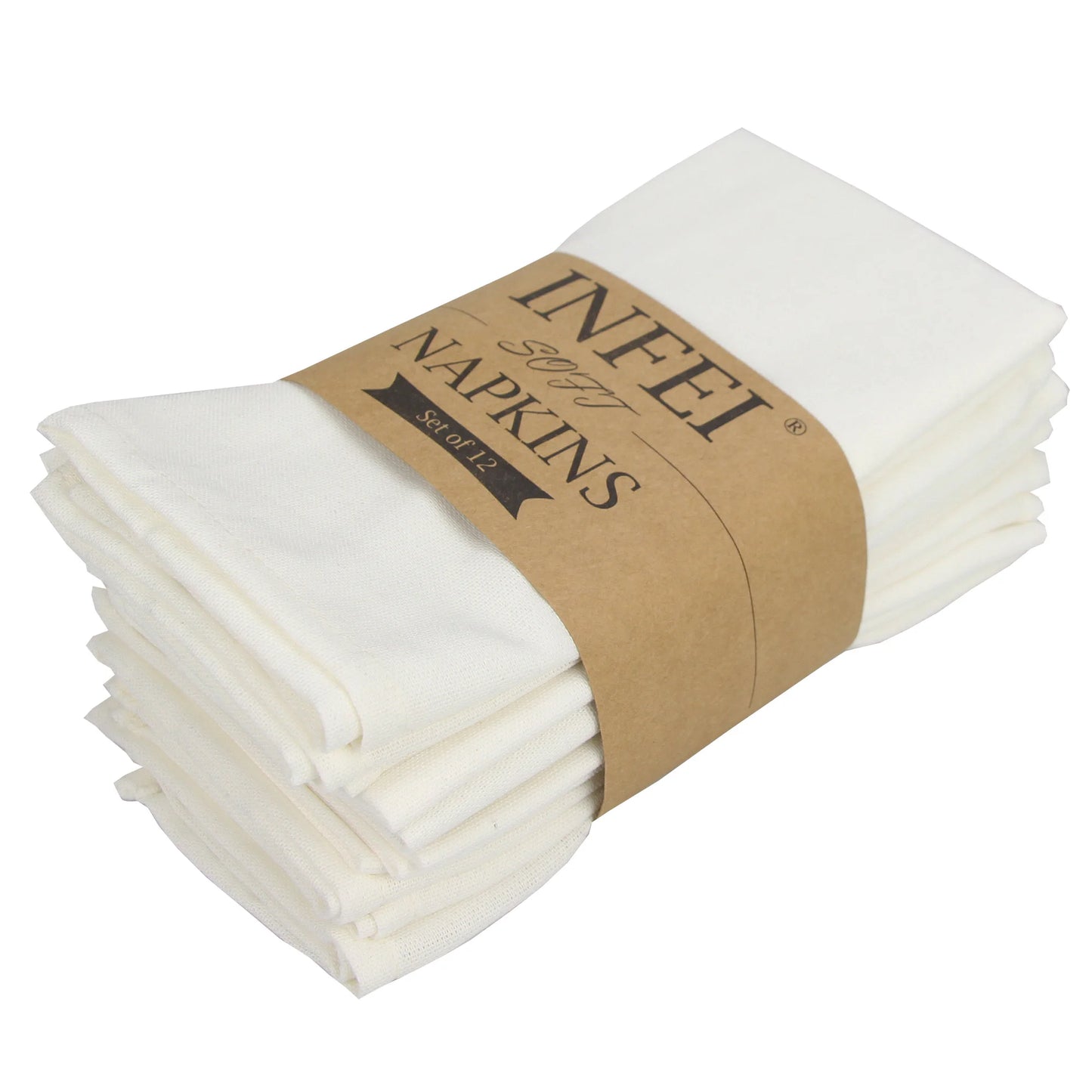 Set of 12 PCS 40x40cm Cotton Linen Blended Cloth Napkins Placemats Soft Dining Table Tea Towels For Home & Events Use