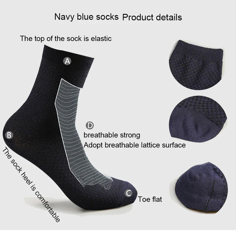 10 Pairs/Lot Men's Bamboo Fiber Socks 2025 New Compression Autumn Long Black Business Casual Man Dress Sock Gift Plus Size 42-45
