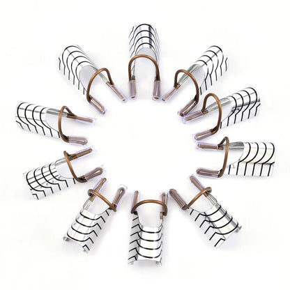10Pcs Reusable Aluminum Nail Extension Pallets Tips Forms Nail Art Extension Sticker Builder Form Guide Stencil Manicure Tools