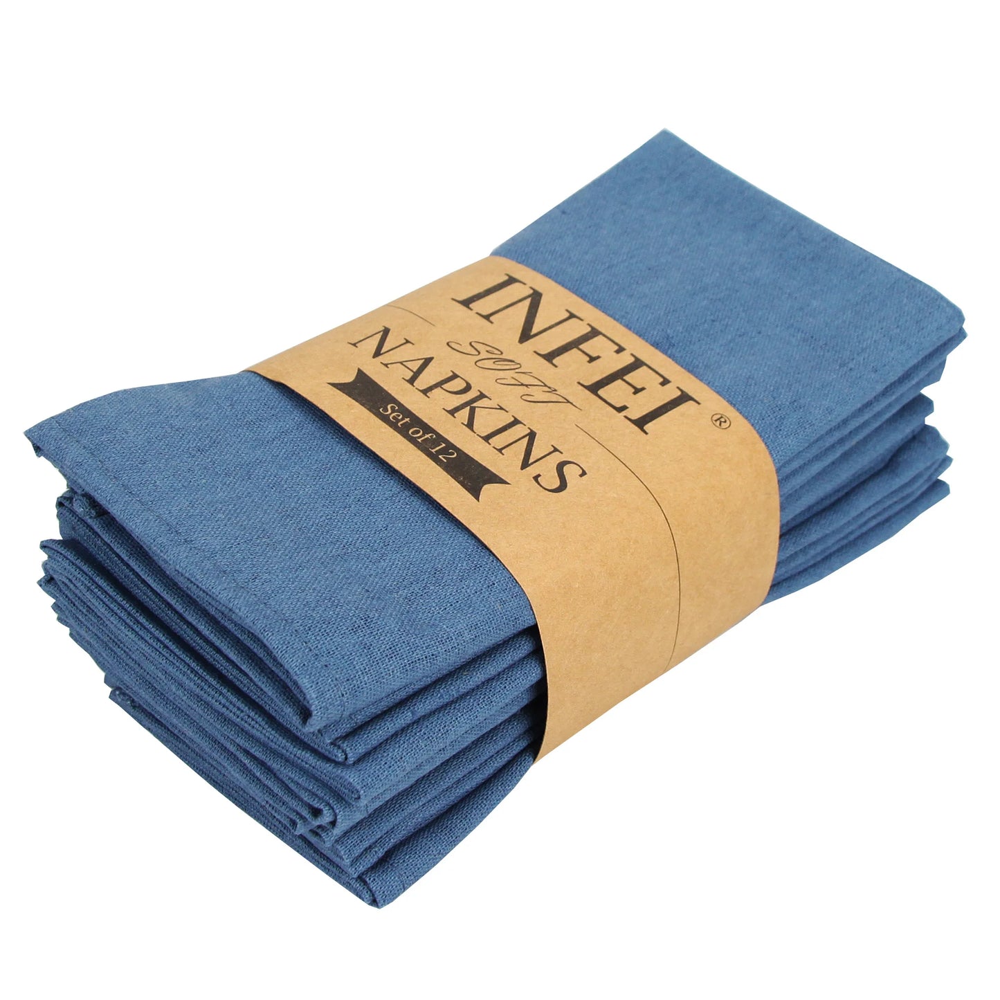 Set of 12 PCS 40x40cm Cotton Linen Blended Cloth Napkins Placemats Soft Dining Table Tea Towels For Home & Events Use
