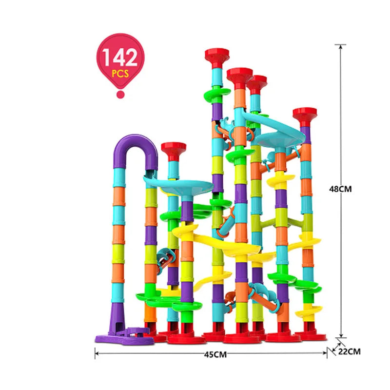 Marble Run Race Track Building Blocks Kids 3D Maze Ball Roll Toy DIY Marble Run Race Coaster Set 80/105/109/133pc Christmas Gift