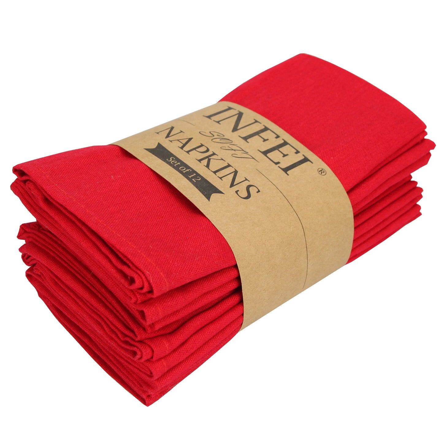 Set of 12 PCS 40x40cm Cotton Linen Blended Cloth Napkins Placemats Soft Dining Table Tea Towels For Home & Events Use