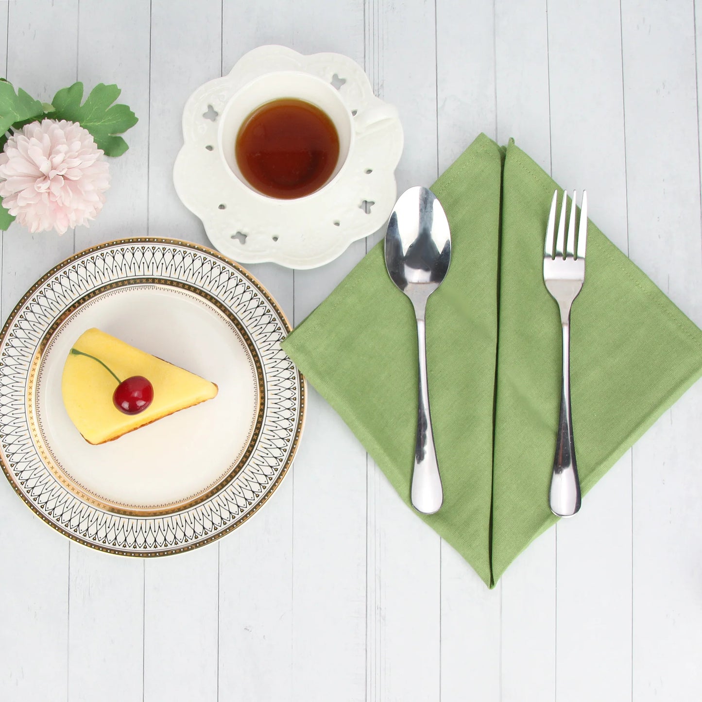 Set of 12 PCS 40x40cm Cotton Linen Blended Cloth Napkins Placemats Soft Dining Table Tea Towels For Home & Events Use