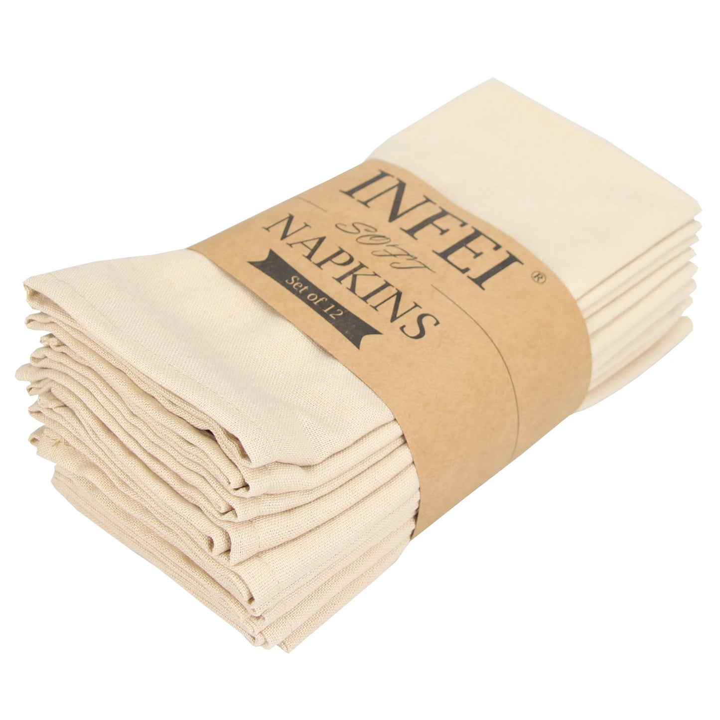 Set of 12 PCS 40x40cm Cotton Linen Blended Cloth Napkins Placemats Soft Dining Table Tea Towels For Home & Events Use