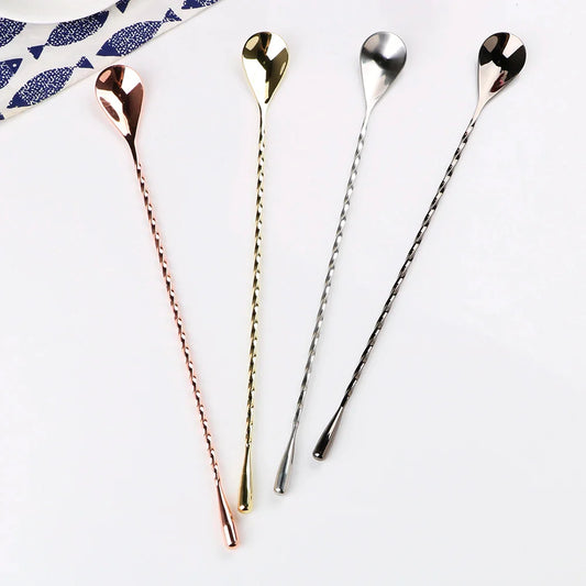 Stir Spoon Mixing Cocktail Spoon 30/40cm Stainless Steel Bartender Tools Bar Teadrop Spoon Bar Tool Spiral Pattern