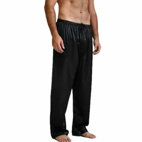 Casual Men Pants Loose Silk Satin Pajamas Nightwear Sleepwear Pyjamas Pants Sleep Bottoms Trousers