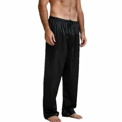Casual Men Pants Loose Silk Satin Pajamas Nightwear Sleepwear Pyjamas Pants Sleep Bottoms Trousers