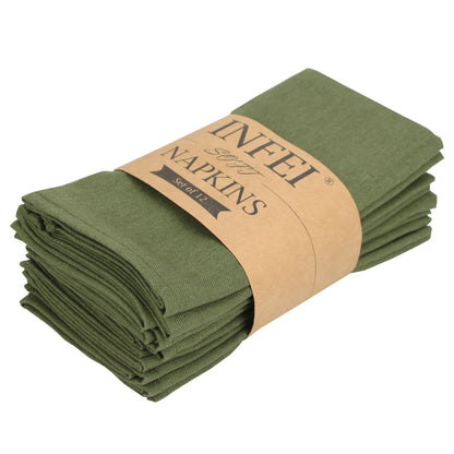 Set of 12 PCS 40x40cm Cotton Linen Blended Cloth Napkins Placemats Soft Dining Table Tea Towels For Home & Events Use