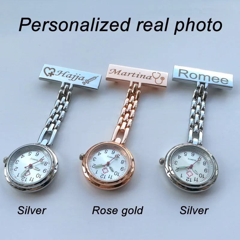 FREE Personalized Your Name Logo Doctor Clock Stethoscope Customize Engrave Medical Hospital Healthcare Pocket FOB Nurse Watch