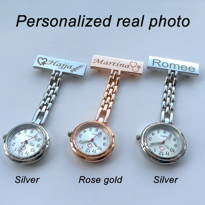 FREE Personalized Your Name Logo Doctor Clock Stethoscope Customize Engrave Medical Hospital Healthcare Pocket FOB Nurse Watch