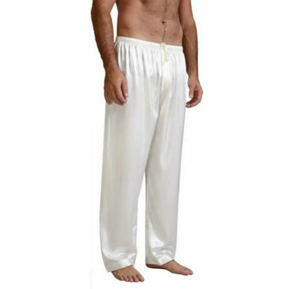 Casual Men Pants Loose Silk Satin Pajamas Nightwear Sleepwear Pyjamas Pants Sleep Bottoms Trousers