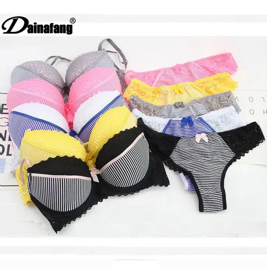 DaiNaFang Push Up Women Bras Set For Big Boops Sexy Lace Underwear Panties BCDE Cup Ladies Plus Size French Female Lingerie