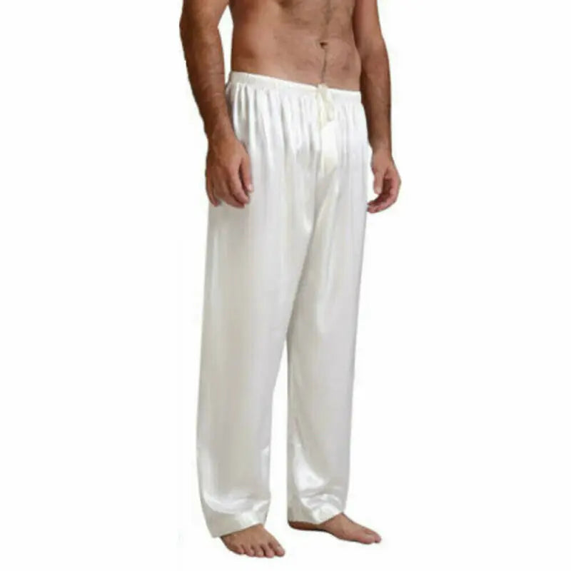 Casual Men Pants Loose Silk Satin Pajamas Nightwear Sleepwear Pyjamas Pants Sleep Bottoms Trousers