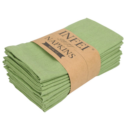 Set of 12 PCS 40x40cm Cotton Linen Blended Cloth Napkins Placemats Soft Dining Table Tea Towels For Home & Events Use