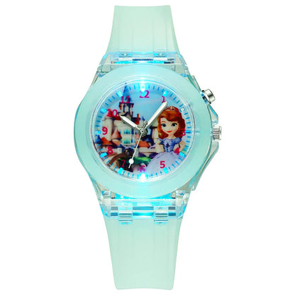 Disney Kids Watches for Girls Silicone Strap Princess Elsa Frozen 2 Sophia Flash Light Children Watch Women Clock reloj infantil