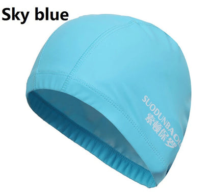 Waterproof PU Fabric Swim Cap Swimming Pool Accessories Water Sport Protect Ear Long Hair Bath Hat Plus Size for Men Women Adult