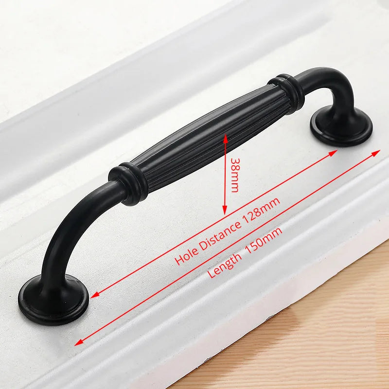 KAK 10PCS American Style Black Cabinet Handles Solid Aluminum Alloy Kitchen Cupboard Pull Drawer Knobs Furniture Handle Hardware