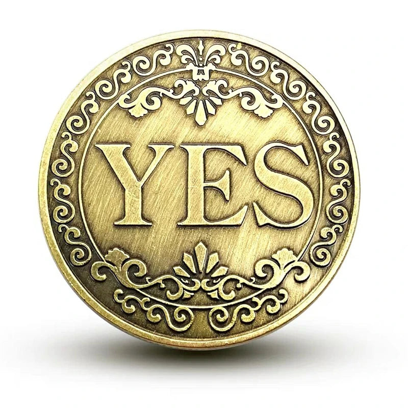 YES or NO Commemorative Coin Floral YES NO Letter Coin Classic Magic Tricks TOYS  Close Up Magic Props Show Tool