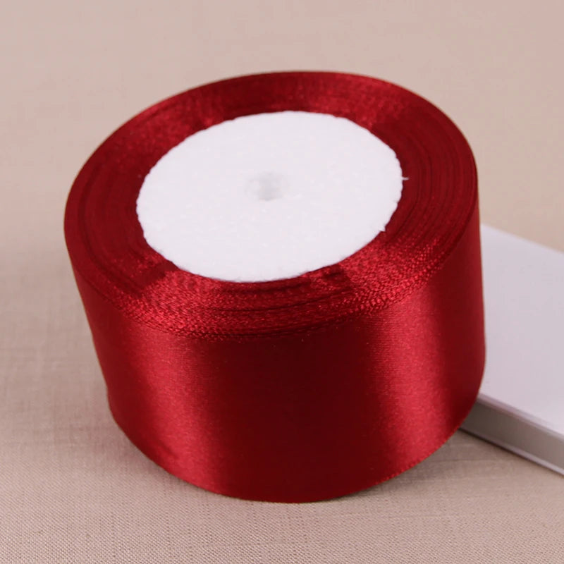 (25 yards/roll) Wine Red Single Face Satin Ribbon Wholesale Gift Wrapping Christmas New Year Apparel Sewing Fabric gift Ribbon