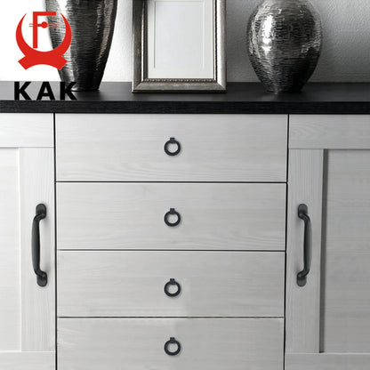 KAK 10PCS American Style Black Cabinet Handles Solid Aluminum Alloy Kitchen Cupboard Pull Drawer Knobs Furniture Handle Hardware