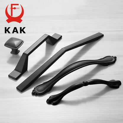 KAK 10PCS American Style Black Cabinet Handles Solid Aluminum Alloy Kitchen Cupboard Pull Drawer Knobs Furniture Handle Hardware