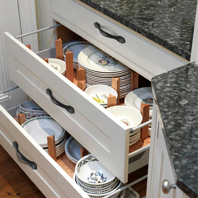 KAK 10PCS American Style Black Cabinet Handles Solid Aluminum Alloy Kitchen Cupboard Pull Drawer Knobs Furniture Handle Hardware