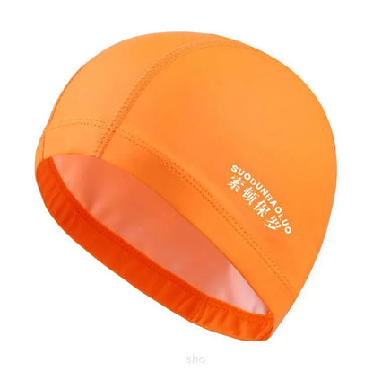 Waterproof PU Fabric Swim Cap Swimming Pool Accessories Water Sport Protect Ear Long Hair Bath Hat Plus Size for Men Women Adult