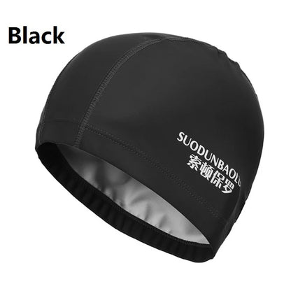 Waterproof PU Fabric Swim Cap Swimming Pool Accessories Water Sport Protect Ear Long Hair Bath Hat Plus Size for Men Women Adult