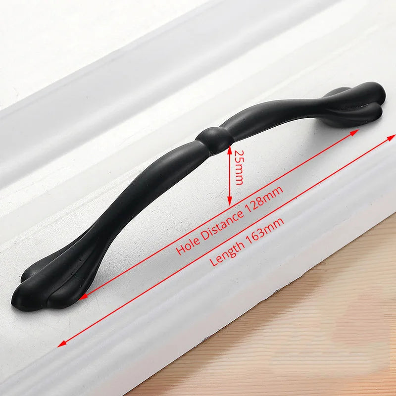 KAK 10PCS American Style Black Cabinet Handles Solid Aluminum Alloy Kitchen Cupboard Pull Drawer Knobs Furniture Handle Hardware