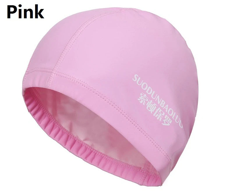 Waterproof PU Fabric Swim Cap Swimming Pool Accessories Water Sport Protect Ear Long Hair Bath Hat Plus Size for Men Women Adult