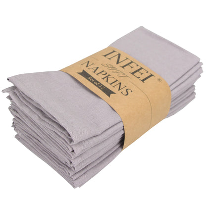 Set of 12 PCS 40x40cm Cotton Linen Blended Cloth Napkins Placemats Soft Dining Table Tea Towels For Home & Events Use