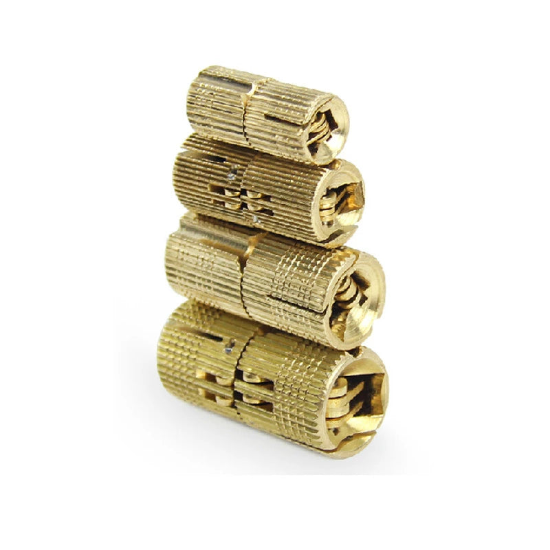 4PCS 8mm-16mm Copper Barrel Hinges Cylindrical Hidden Cabinet Concealed Invisible Brass Door Hinges For Furniture Hardware
