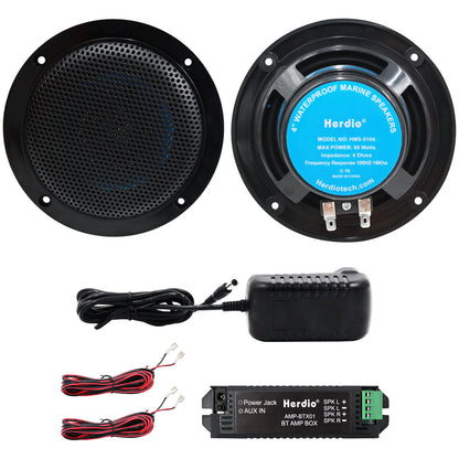 Herdio 2PCS 4 Inch Ceiling Bluetooth Speaker Kit Water Resistant 160W Marine Speakers For Bathroom Kitchen Home Outdoor Camper