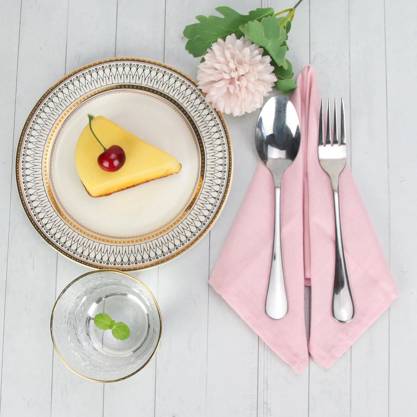 Set of 12 PCS 40x40cm Cotton Linen Blended Cloth Napkins Placemats Soft Dining Table Tea Towels For Home & Events Use