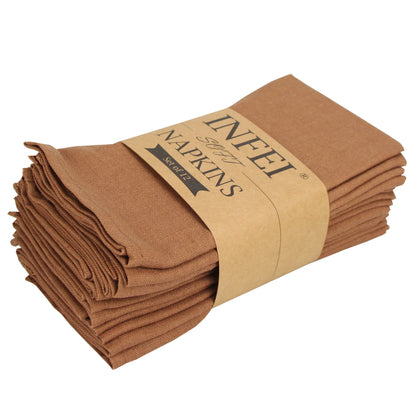 Set of 12 PCS 40x40cm Cotton Linen Blended Cloth Napkins Placemats Soft Dining Table Tea Towels For Home & Events Use