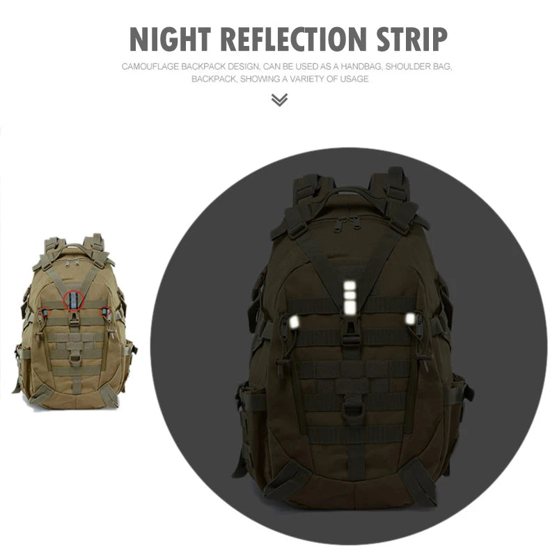 Camping Backpack Men's Bag Travel Bags Tactical Molle Climbing Rucksack Hiking Outdoor Reflective Shoulder Fishing Laptop Bag
