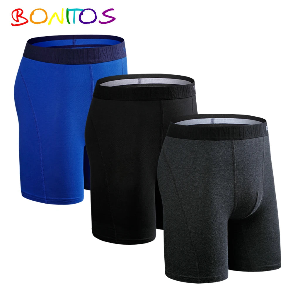 3pcs Long Boxers For Man Underware Lots Mens Underpants Cotton Men's Panties Family Boxershorts Boxer Sexy Male Shorts Calecon