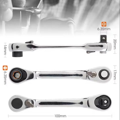 Mini Ratchet Wrench Double Ended Quick Socket Ratchet Wrench 1/4 Inch 72-tooth Screwdriver Hex Torque Wrenches Hand Repair Tools
