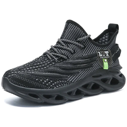 Breathable Men's Running Shoes Fashion Platform Men Casual Shoes Mesh Lightweight Anti-slip Outdoor Sneakers Work Black Tennis