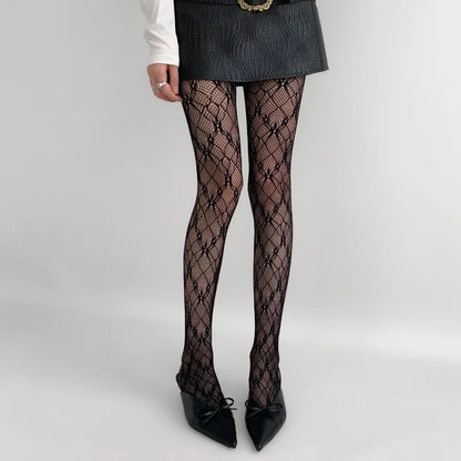 Gothic Women's Irregular Exposed Skin Tights Ripped Fishnet Thin Pantyhose Punk Y2K Hollowed-out Retro Lace Sexy Silk Stockings